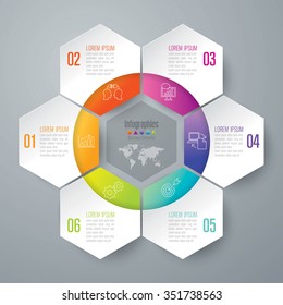 Infographic design template can be used for workflow layout, diagram, number options, web design. Infographic business concept with 6 options, parts, steps or processes. Abstract background.