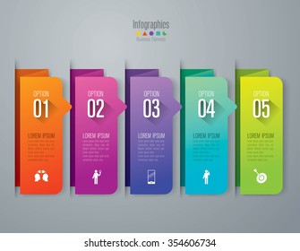 Infographic design template can be used for workflow layout, diagram, number options, web design. Infographic business concept with 5 options, parts, steps or processes. Abstract background.