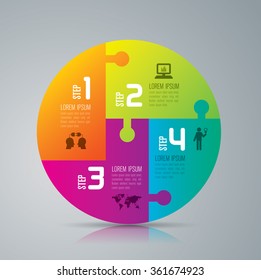 Infographic design template can be used for workflow layout, diagram, number options, web design. Business concept with 4 options, parts, steps or processes. Abstract background.