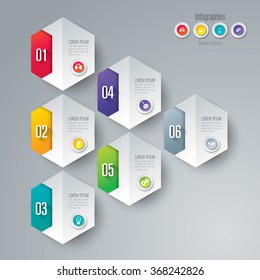 Infographic design template can be used for workflow layout, diagram, number options, web design. Infographic business concept with 6 options, parts, steps or processes. Abstract background.