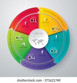 Infographic design template can be used for workflow layout, diagram, number options, web design. Infographic business concept with 5 options, parts, steps or processes. Abstract background.