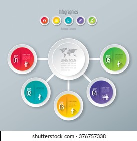 La plantilla de diseño gráfico puede utilizarse para diseño de flujo de trabajo, diagrama, opciones de número, diseño web. Concepto de negocio infográfico con 5 opciones, piezas, pasos o procesos. Antecedentes abstractos.
