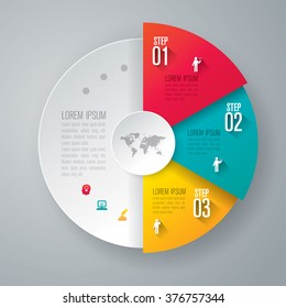 Infographic design template can be used for workflow layout, diagram, number options, web design. Infographic business concept with 3 options, parts, steps or processes. Abstract background.