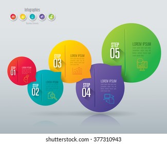 Infographic design template can be used for workflow layout, diagram, number options, web design. Infographic business concept with 5 options, parts, steps or processes. Abstract background.