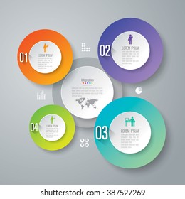 Infographic design template can be used for workflow layout, diagram, number options, web design. Infographic business concept with 4 options, parts, steps or processes. Abstract background.