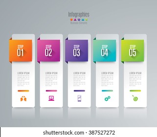 Infographic design template can be used for workflow layout, diagram, number options, web design. Infographic business concept with 5 options, parts, steps or processes. Abstract background.