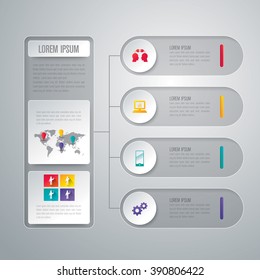 Infographic design template can be used for workflow layout, diagram, number options, web design. Infographic business concept with 4 options, parts, steps or processes. Abstract background.