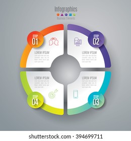 Infographic design template can be used for workflow layout, diagram, number options, web design. Infographic business concept with 4 options, parts, steps or processes. Abstract background.