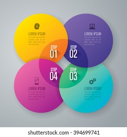 Infographic design template can be used for workflow layout, diagram, number options, web design. Infographic business concept with 4 options, parts, steps or processes. Abstract background.