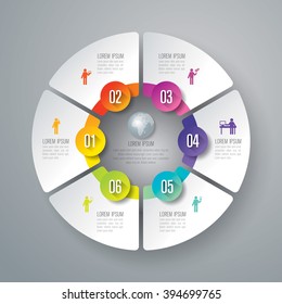 Infographic design template can be used for workflow layout, diagram, number options, web design. Infographic business concept with 6 options, parts, steps or processes. Abstract background.