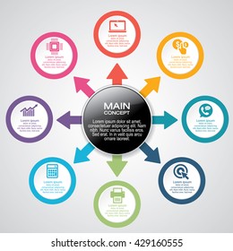 Infographic design template can be used for workflow layout, diagram, number options, web design.