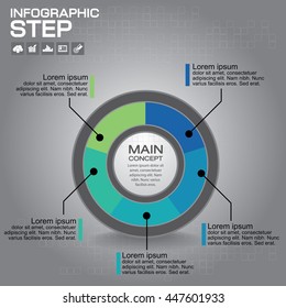 Infographic design template can be used for workflow layout, diagram, number options, web design. Infographic business concept with 5 options, parts, steps or processes.