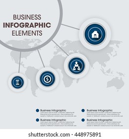 Infographic design template can be used for workflow layout, diagram, number options, web design. Infographic business concept with 4 options, parts, steps or processes. Abstract background.