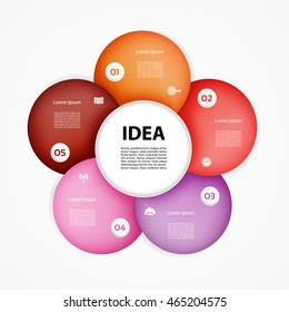 Infographic design template can be used for workflow layout, diagram, number options, web design. Infographic business concept with 5 options, parts, steps or processes. Abstract background.