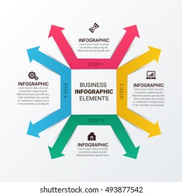 Infographic design template can be used for workflow layout, diagram, number options, web design. Infographic business concept with 4 options, parts, steps or processes. Abstract background.