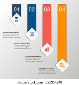 Modelo de design infográfico pode ser usado para layout de fluxo de trabalho, diagrama, opções de número, design da Web. Conceito, partes, etapas ou processos de negócios infográficos. Resumo.