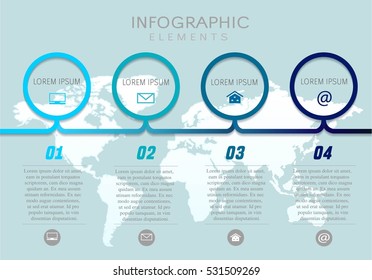 Infographic design template can be used for workflow layout, diagram, number options, web design. Infographic business concept with 4 options, parts, steps or processes. Abstract background.