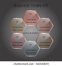 Infographic design template can be used for workflow layout, diagram, number options, web design. Infographic business concept with 6 options, parts, steps or processes. Abstract background
