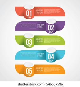 Infographic design template can be used for workflow layout, diagram, number options, web design. Infographic business concept with 5 options, parts, steps or process. Vector Design