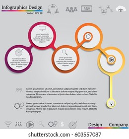 Infographic design template can be used for workflow layout, diagram, number options, web design. Infographic business concept with options, parts, steps or processes. Colorful Banner,ICONSET