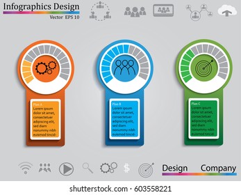 Infographic design template can be used for workflow layout, diagram, number options, web design. Infographic business concept with options, parts, steps or processes. Colorful Banner,ICON SET