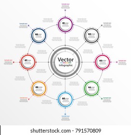 Infographic design template can be used for workflow layout, diagram, number options, web design. Infographic business concept with 8 options, parts, steps or processes. Vector eps 10