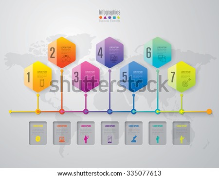 Infographic design template can be used for workflow layout, diagram, number options, web design. Infographic business concept with 7 options, parts, steps or processes. Abstract background.