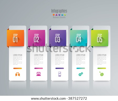 Infographic design template can be used for workflow layout, diagram, number options, web design. Infographic business concept with 5 options, parts, steps or processes. Abstract background.