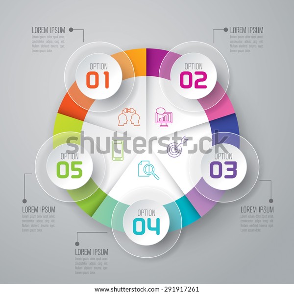 Infographic design template can be used for\
workflow layout, diagram, number options, web design. Infographic\
business concept with 5 options, parts, steps or processes.\
Abstract\
background.