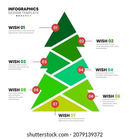 Infographic design template. Christmas concept with 7 wishes. Can be used for workflow layout, diagram, banner, webdesign. Vector illustration