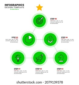 Infographic design template. Christmas concept with 6 steps. Can be used for workflow layout, diagram, banner, webdesign. Vector illustration
