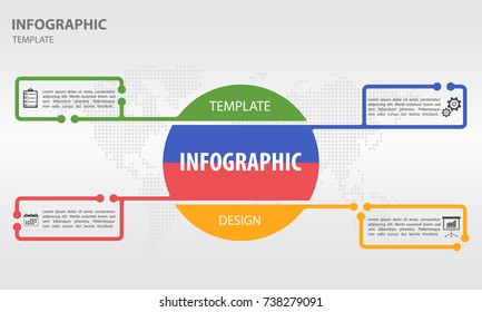 Infographic design template with circle 4 options. Vector