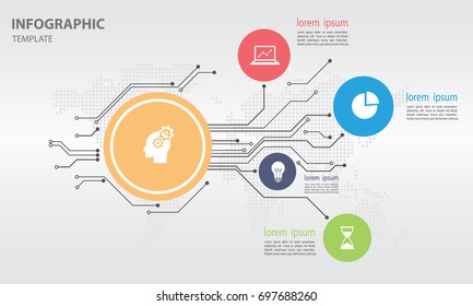 Infographic design template with circle 5 options