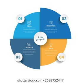 Infographic design template. Circle timeline concept with 4 step or option. Can be used for business, diagram, workflow, timeline, web design.	