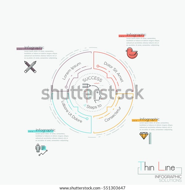 Infographic Design Template Circular Diagram 4 Stock Vector (Royalty ...