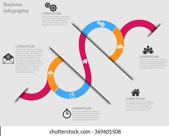 Infographic design template. Colorful circle with icons. Vector illustration