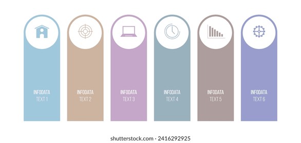 Infographic design template with columns, options, parts or processes. Pastel colors infographic vector element. Data visualization. Statistic in visual form. Vector color illustration.