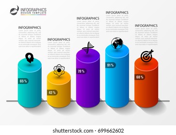 Infographic design template. Columns and percents. Vector illustration