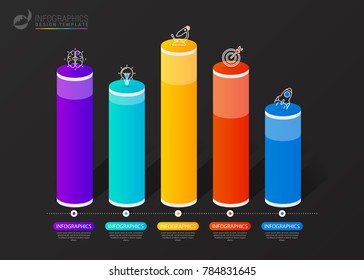 Infographic design template. Columns and percents. Vector illustration