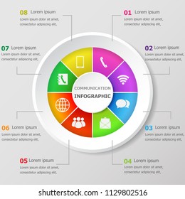 Infographic design template with communication icons, stock vector