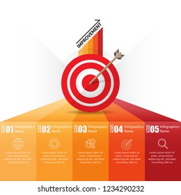infographic design template concept 5 option, part, steps to goal for success something with can be used for presentation, banner, graphic, business flow and diagram.Abstract template.