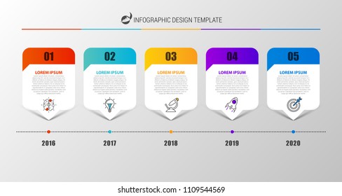 Infographic design template. Creative concept with 5 steps. Can be used for workflow layout, diagram, banner, webdesign. Vector illustration
