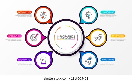 Infographic design template. Creative concept with 6 steps. Can be used for workflow layout, diagram, banner, webdesign. Vector illustration