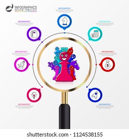 Infographic design template. Creative concept with 7 steps. Can be used for workflow layout, diagram, banner, webdesign. Vector illustration