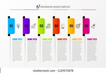 Infographic design template. Creative concept with 6 steps. Can be used for workflow layout, diagram, banner, webdesign. Vector illustration