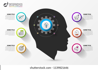 Infographic design template. Creative concept with 6 steps. Can be used for workflow layout, diagram, banner, webdesign. Vector illustration