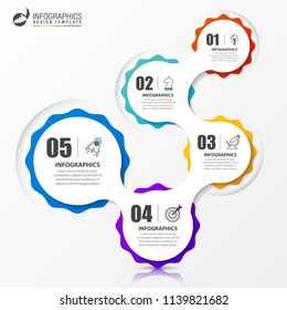 Infographic design template. Creative concept with 5 steps. Can be used for workflow layout, diagram, banner, webdesign. Vector illustration