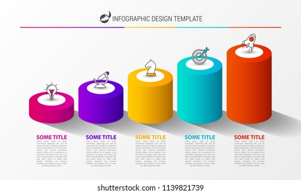 Infographic design template. Creative concept with 5 steps. Can be used for workflow layout, diagram, banner, webdesign. Vector illustration