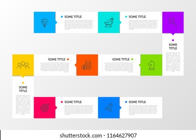 Infographic design template. Creative concept with 8 steps. Can be used for workflow layout, diagram, banner, web design. Vector illustration