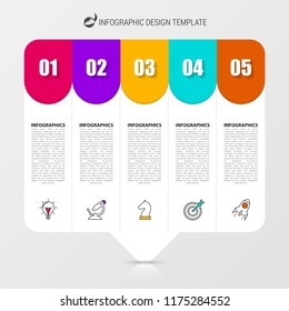 Infographic design template. Creative concept with 5 steps. Can be used for workflow layout, diagram, banner, webdesign. Vector illustration